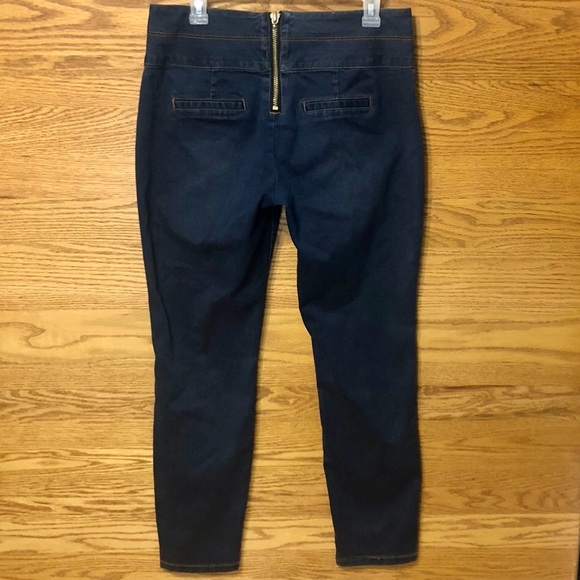 BISOU BISOU | JEANS-INDIGO WASH ZIPPER BACK SKINNY JEANS SZ 10 - Picture 5 of 10